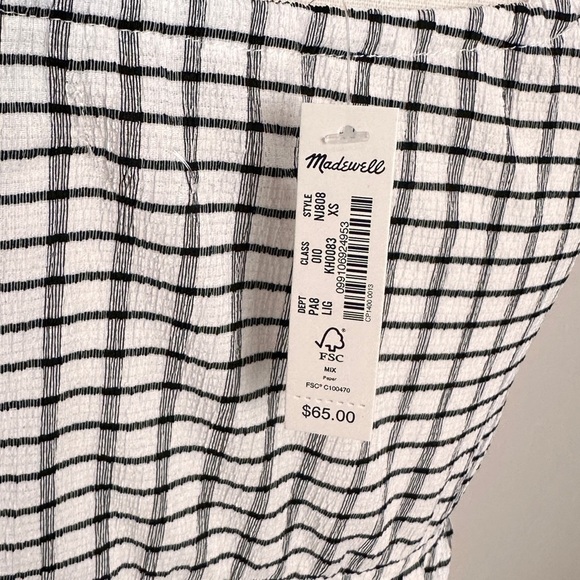 #55 NWT Madewell Tiered Peplum Top in Black/White - Picture 5 of 5